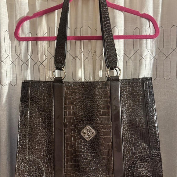 Coldwater Creek Dark Brown Crocodile-Patterned Tote in good shape! - Picture 1 of 6
